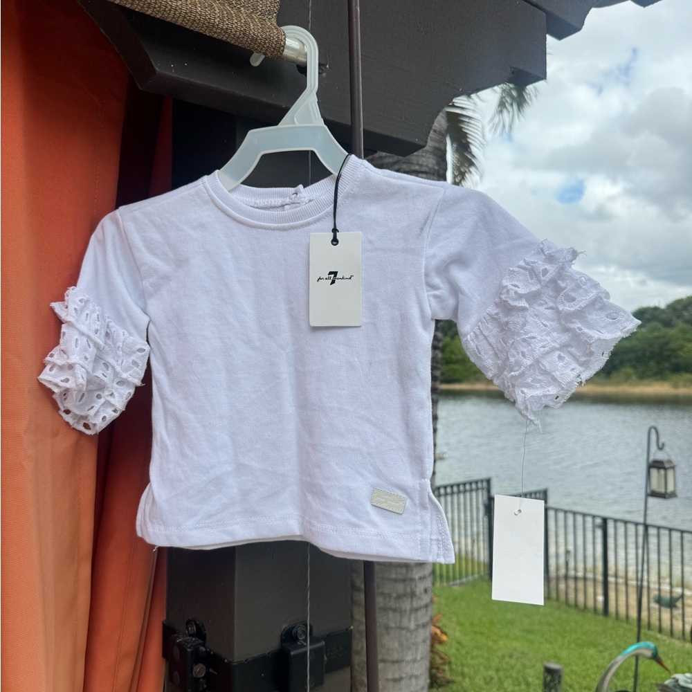 7 For All Mankind White Lace Sleeve Kids Top 24 M